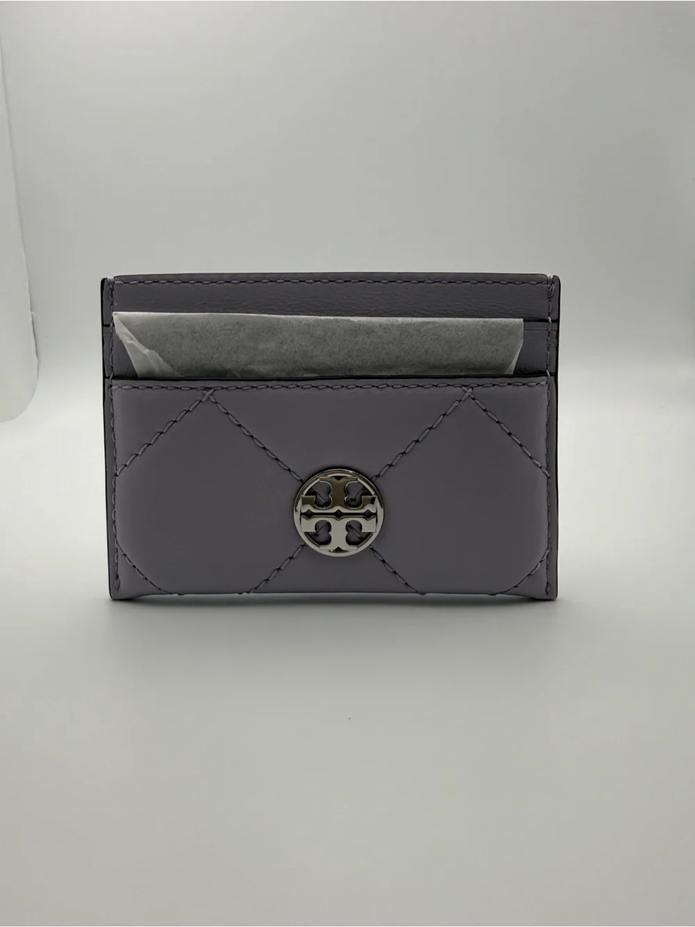 Tory Burch Willa Quilted Card Wallet, Purple, Logo, Women’s OS